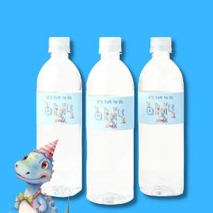 Boy First Birthday Fun One Dinosaur Luncheon Water Bottle Label