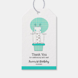 Boy First Birthday Giraffe Favour Gift Tags