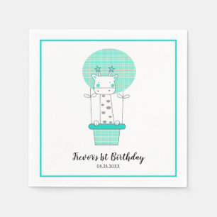 Boy First Birthday Giraffe Party Napkin