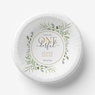 Boy First Birthday Little Mr ONEderful Paper Plate