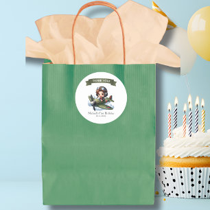 Boy First Birthday Pilot Vintage Airplane Clouds Classic Round Sticker