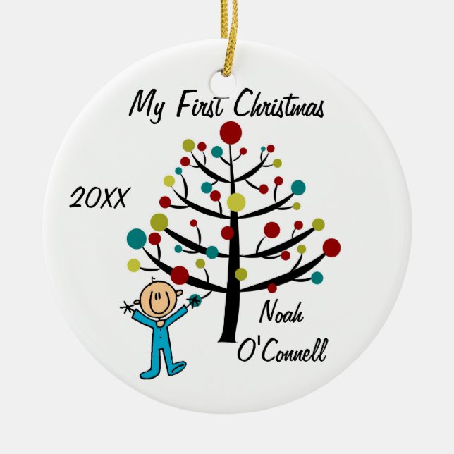 Boy First Christmas Customised Ornament (Front)