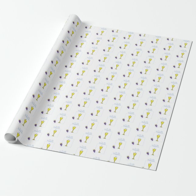 Boy First Communion, Chalice with Host and Grapes Wrapping Paper (Unrolled)