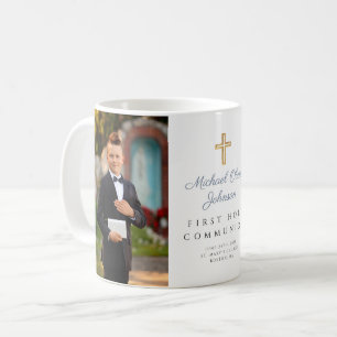 Boy First Communion Religious Cross Photo Coffee Mug