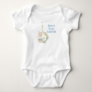 Boy First Easter Bunny on Flower Swing Baby Bodysuit