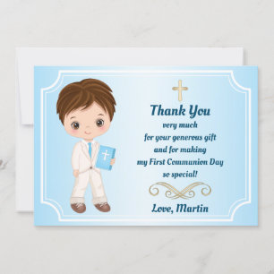 Boy First Holy Communion Thank You Card