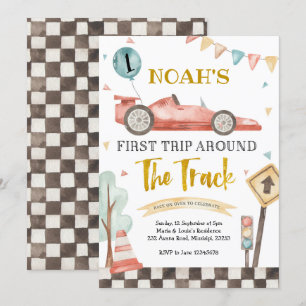 Boy First Racing Birthday Invitation
