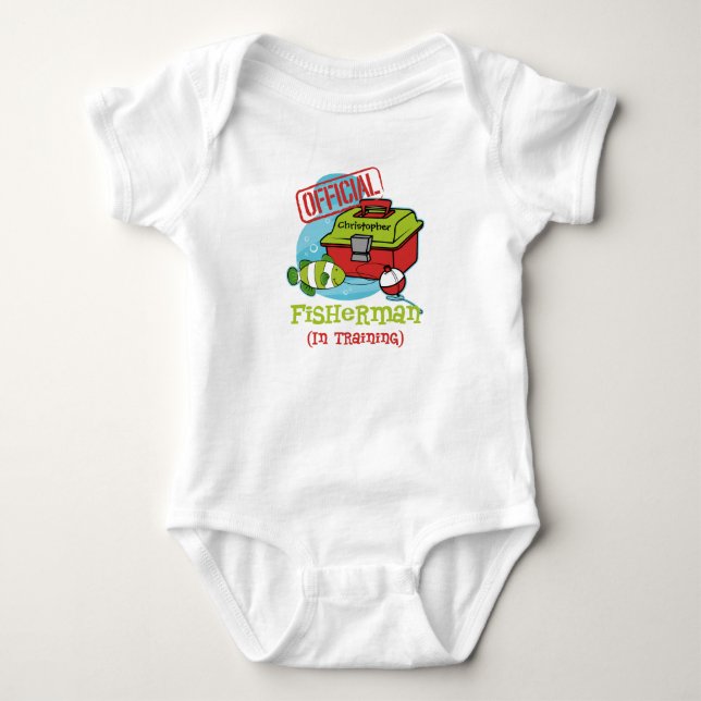 Boy Fisherman In Training Baby Bodysuit (Front)