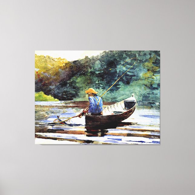 Boy Fishing, artwork by Winslow Homer Canvas Print (Front)