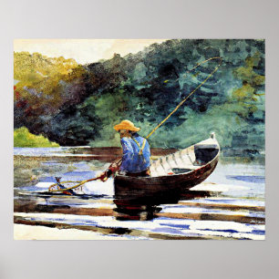 Boy Fishing, artwork by Winslow Homer Poster
