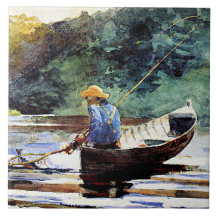 Boy Fishing, artwork by Winslow Homer Tile