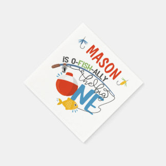 Boy Fishing The Big One Birthday Paper Napkins