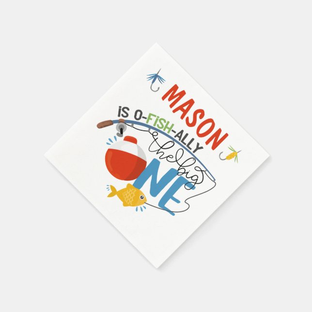 Boy Fishing The Big One Birthday Paper Napkins (Corner)