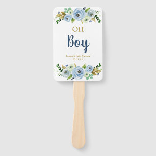 Boy Floral baby shower Hand Fan