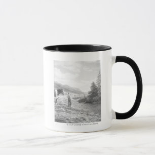 Boy fly fishing. mug