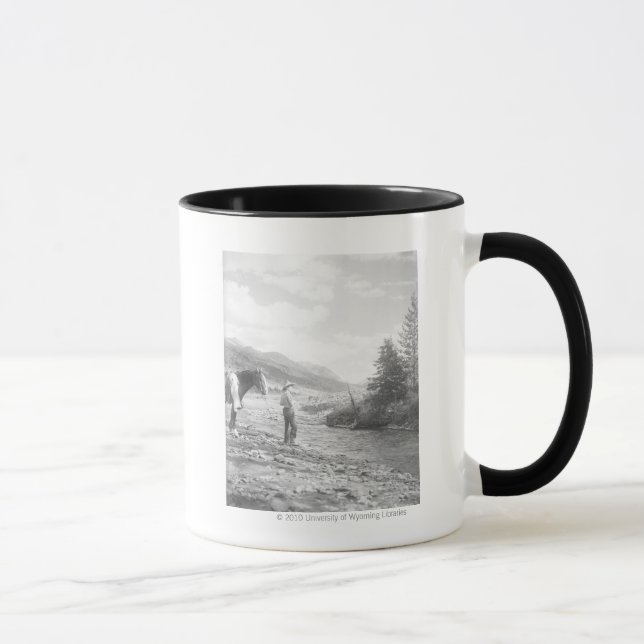 Boy fly fishing. mug (Right)