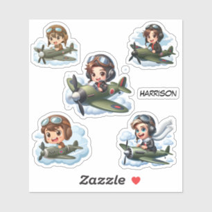 Boy Flying Aeroplane Kids Personalised Set