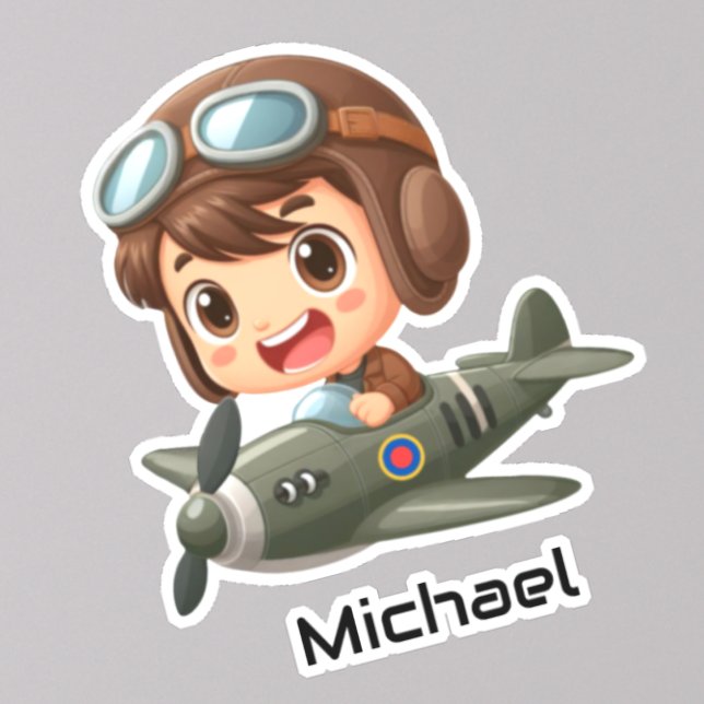  Boy Flying Airplane Clouds Fun Kids Personalized (Creator Uploaded)