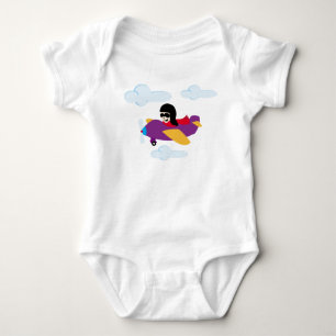 Boy flying by plane baby bodysuit