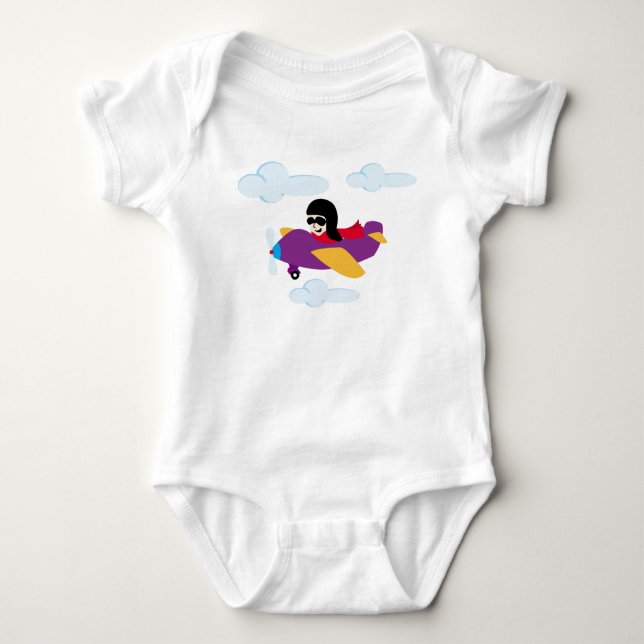 Boy flying by plane baby bodysuit (Front)