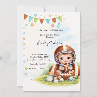 Boy Football Baby Shower Invitation