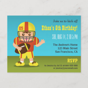 Boy Football Birthday Party Invitations