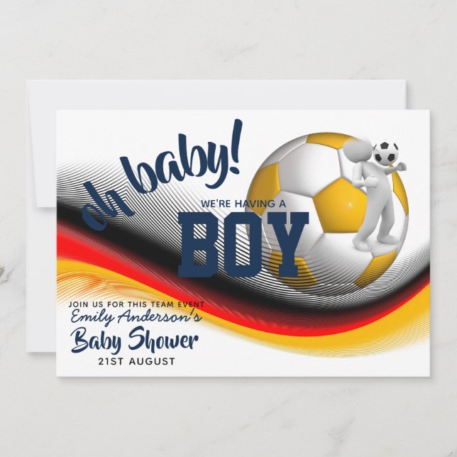 BOY FOOTBALL SOCCER Baby Shower Invites Pink (Front)