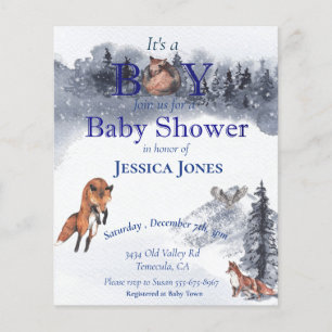 Boy Fox Baby Shower Winter Woodland Invitation Flyer