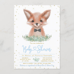 Boy Fox Little Man Baby Shower Invitation