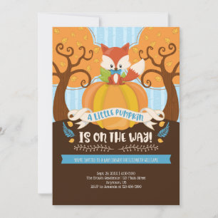 Boy Fox Little Pumpkin Baby Shower Invitation