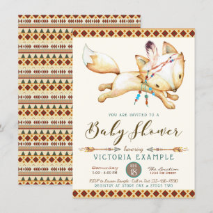 Boy Fox Tribal Aztec Baby Shower Invitations