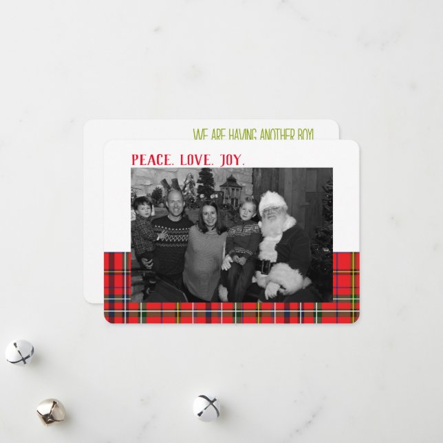 Boy Gender Reveal Holiday Ultrasound Photo Card (Front/Back In Situ)