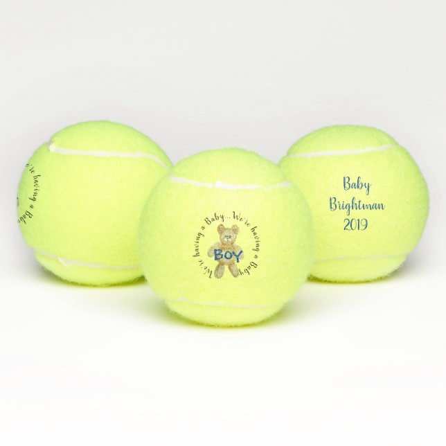 Boy Gender Reveal Tennis Ball with Teddy Bear (Multi)