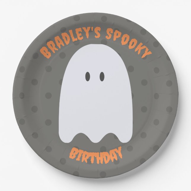Boy Ghost Birthday Party Personalised Paper Plate (Front)