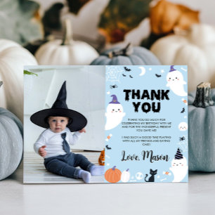 Boy Ghost Birthday Party Photo Thank You Card