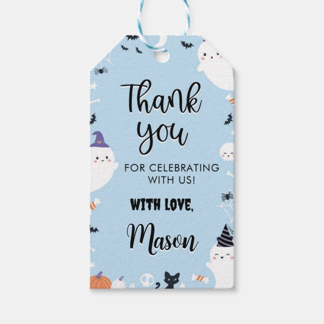 Boy Ghost Birthday Party Thank You Tag (Front)