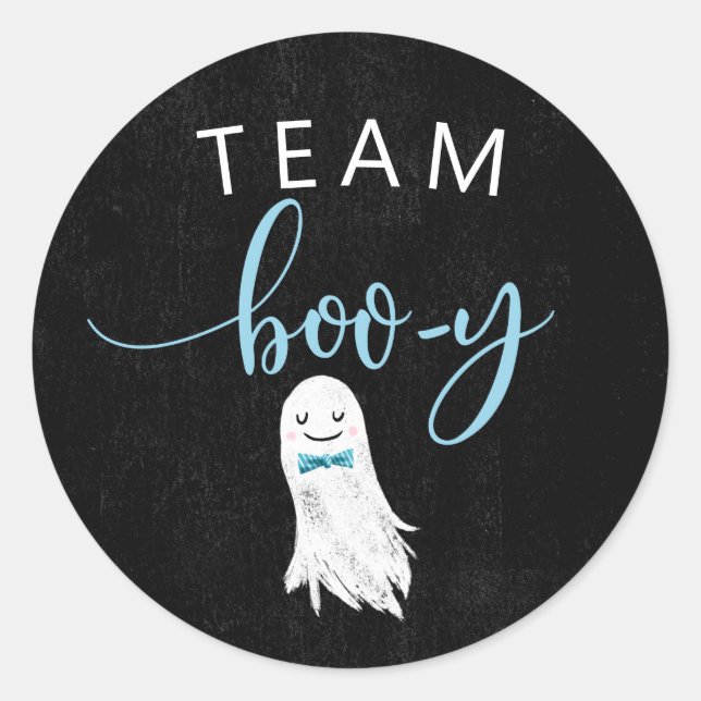 Boy Ghost Gender Reveal Party Voting Classic Round Sticker (Front)