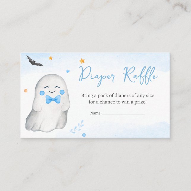 Boy Ghost Halloween Baby Shower Diaper Raffle Enclosure Card (Front)