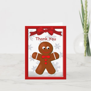 Boy Gingerbread Cookie Christmas Thank You Card