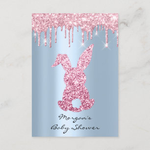 Boy Gir Glitter Drips Pink Blue Baby Shower Rabbit Invitation