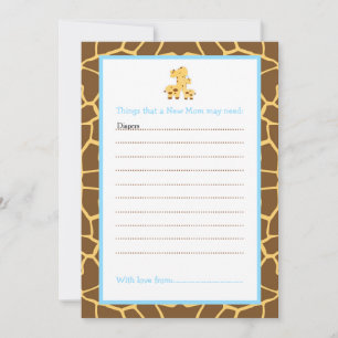 Boy Giraffe Advice List for New Moms Baby Shower Invitation