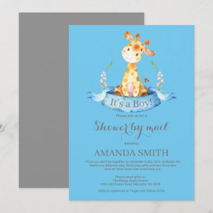 Boy Giraffe Baby Shower by Mail Invitation