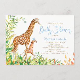 Boy Giraffe Baby Shower Invitations