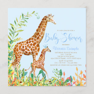 Boy Giraffe Baby Shower Invitations