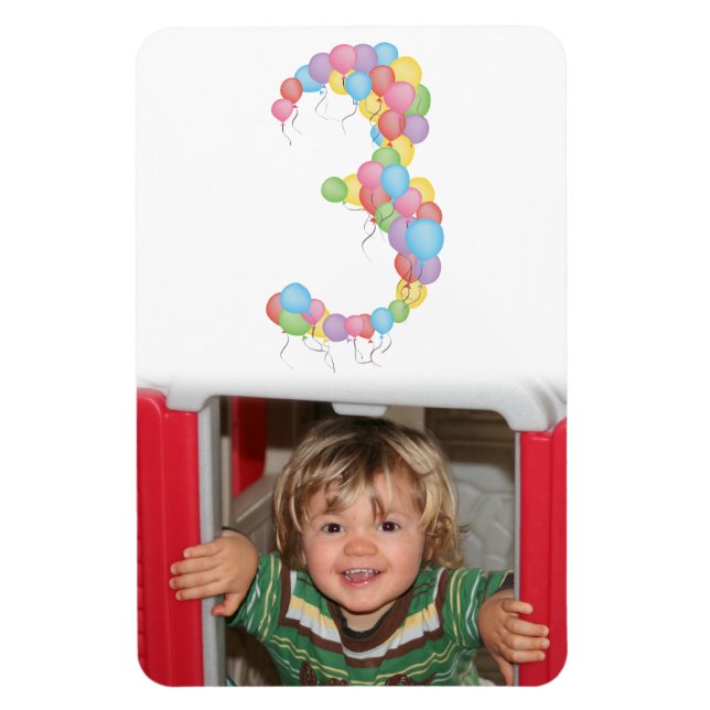 Boy Girl 3rd Birthday Balloons Photo Magnet (Vertical)