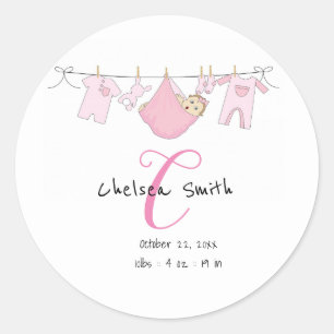 Boy Girl Birth Announcement Sticker Illustration