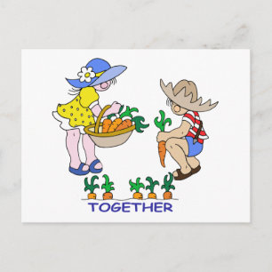 Boy & Girl Gardener Postcard