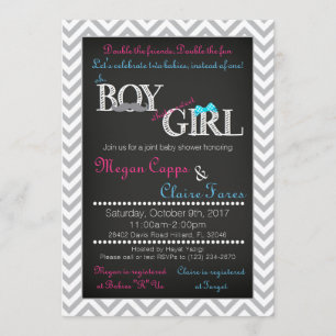 Boy Girl Joint Baby Shower Invitation & Book Card