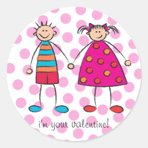 Boy + Girl = Love Cute Valentine Gift Sticker
