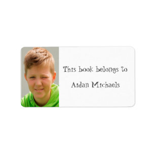 Boy girl photo school bookplate name label